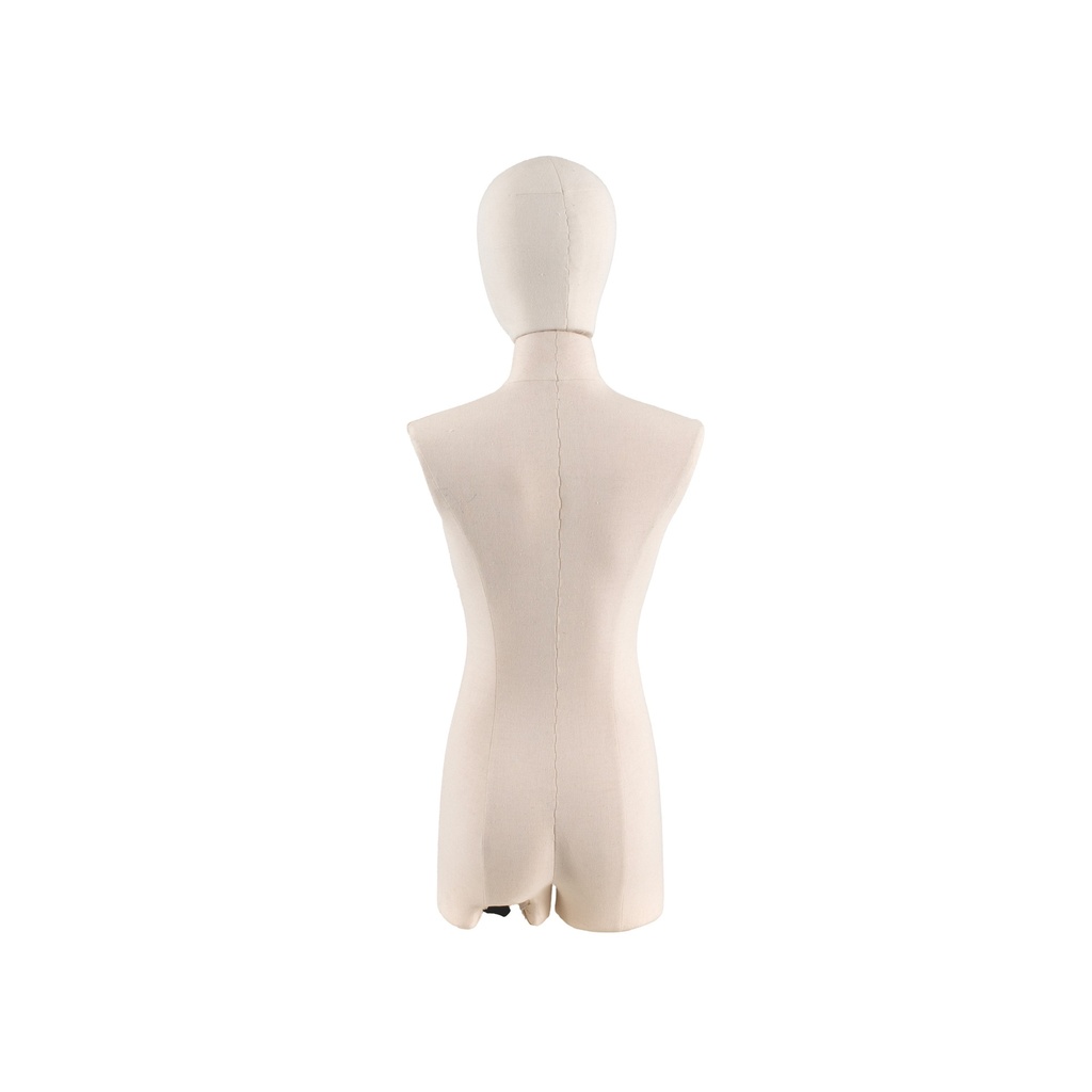 BINK - Dress form with legs, child, 12 years, covered with ecru woven fabric, removable abstract head