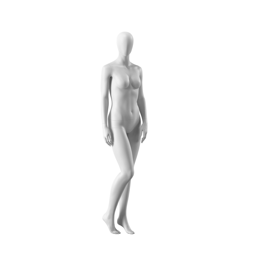 Dames paspop, abstract ballonhoofd, confectiemaat 38EU, wit mat, staande pose 09