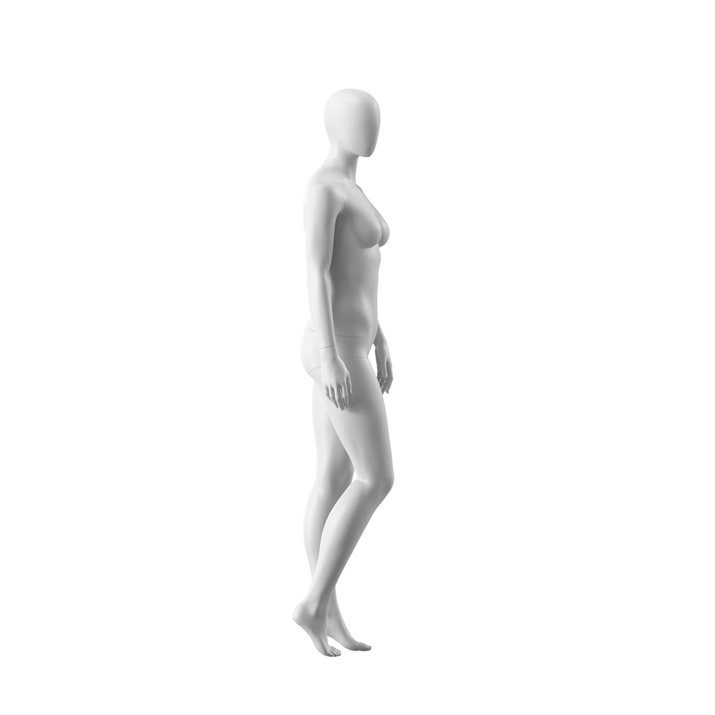 Dames paspop, abstract ballonhoofd, confectiemaat 38EU, wit mat, staande pose 09