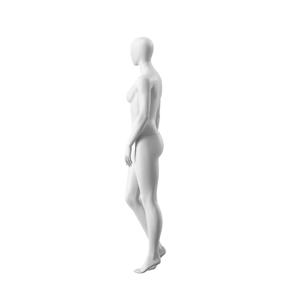 Dames paspop, abstract ballonhoofd, confectiemaat 38EU, wit mat, staande pose 09