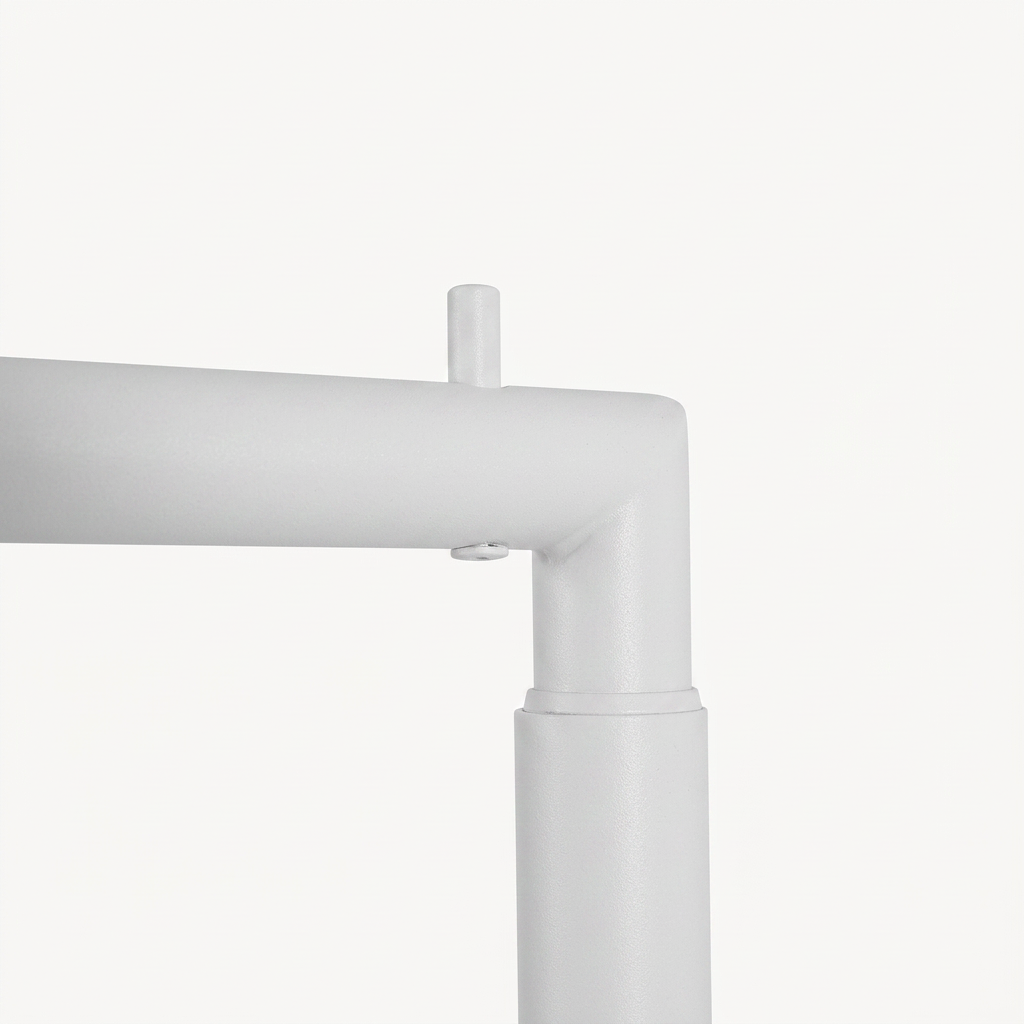 Verstelbaar kledingrek met ronde buizen, 90cm breed, wit mat