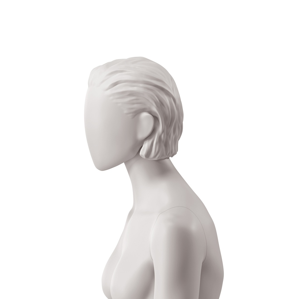 BINK - Abstract woman's head with stylised hair slicked back, light grey colour