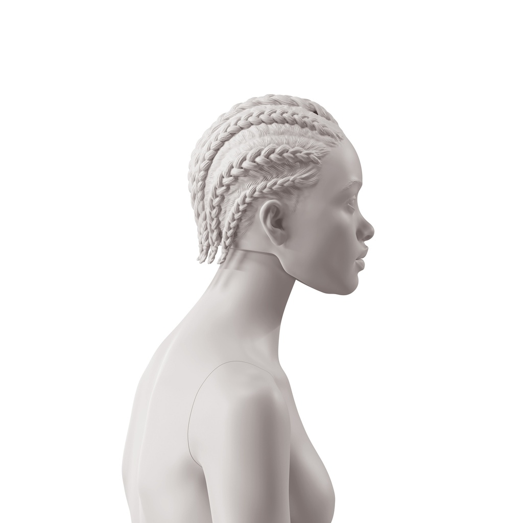 BINK - African woman's head with stylised hair, light grey colour 
