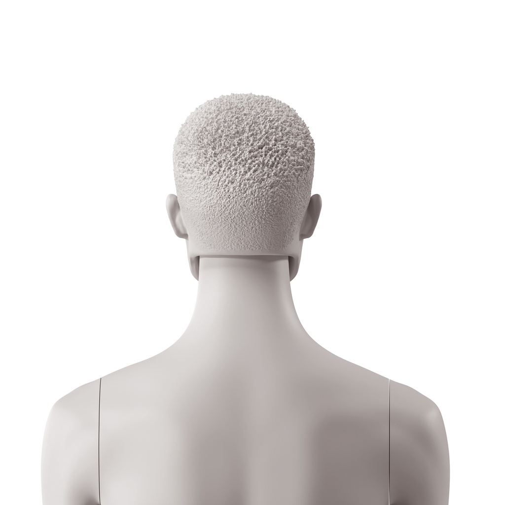 BINK - African men's head with stylised hair, light grey colour