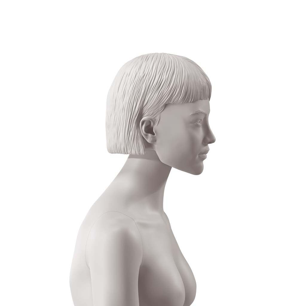 BINK - Asian woman's head with stylised hair, light grey colour