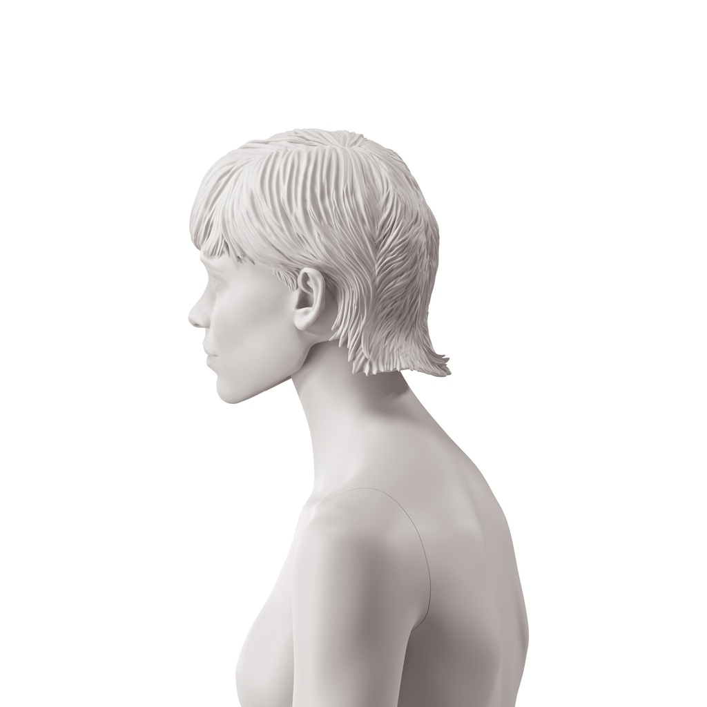 BINK - Woman's head with stylised hair, light grey colour