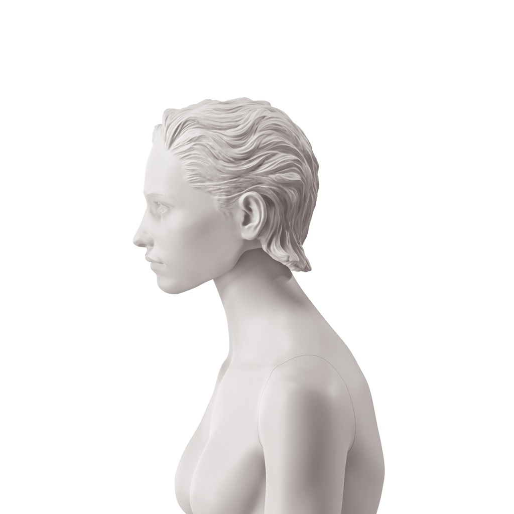 BINK - Gender-neutral head with stylised hair, light grey colour
