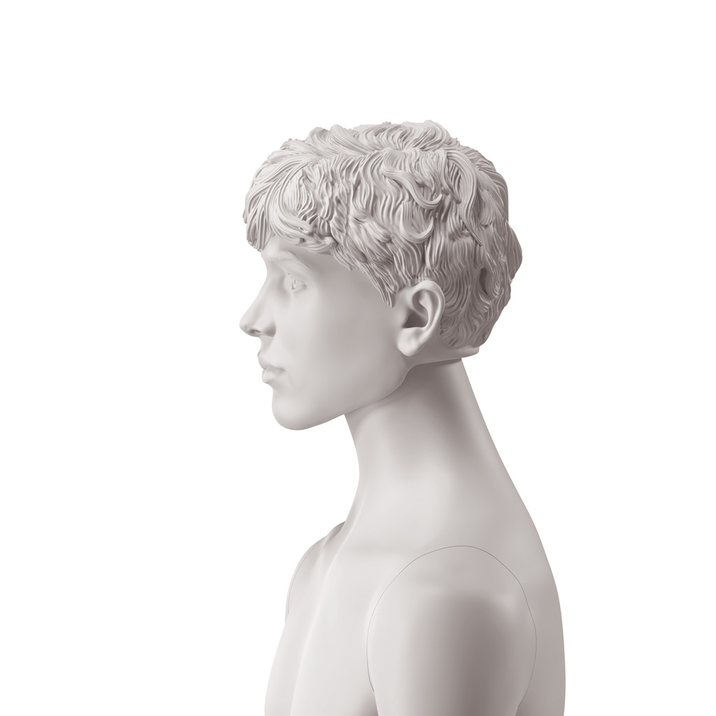 BINK - Men's head with stylised wavy hair, light grey colour