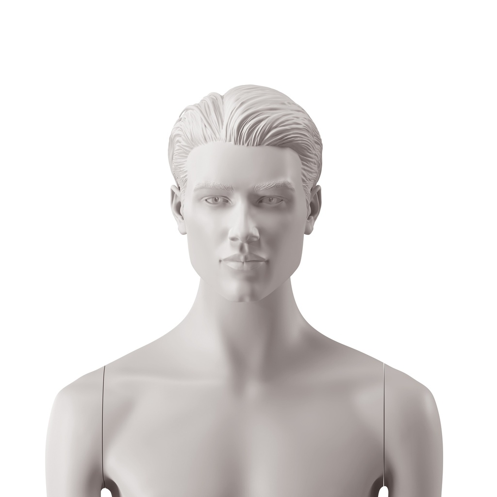 BINK - Men's head with stylised hair, light grey colour