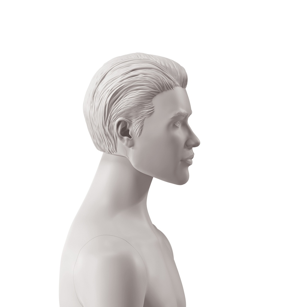 BINK - Men's head with stylised hair, light grey colour