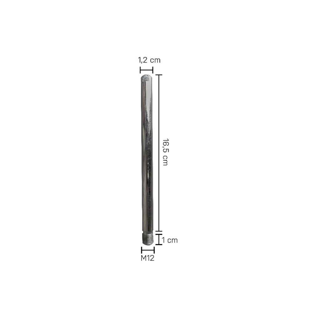 BINK - Footpin 17,5 cm length, M12, steel, silver chrome