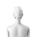 Abstract dameshoofd met gestileerd haar, lage staart, kleur wit