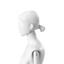 Abstract dameshoofd met gestileerd haar, lage staart, kleur wit
