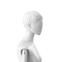 Abstract dameshoofd met gestileerd haar, pixie kapsel, kleur wit