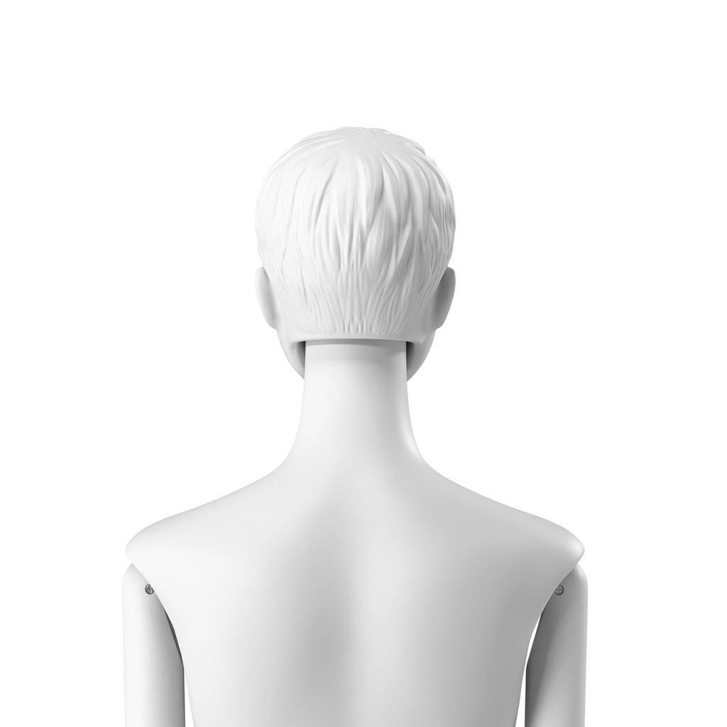 BINK - Abstract woman's head with stylised hair, pixie cut, white colour