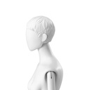 Abstract dameshoofd met gestileerd haar, pixie kapsel, kleur wit