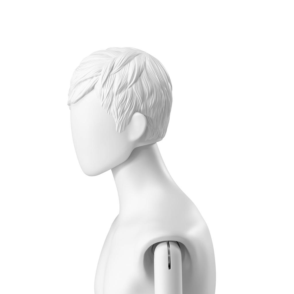 BINK - Abstract men's head with stylised wavy hair, white colour