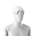 Abstract herenhoofd met gestileerd haar, middenscheiding, kleur wit