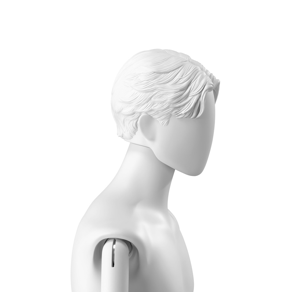 BINK - Abstract men's head with stylised hair, middle part, white colour