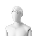 Abstract herenhoofd met gestileerd haar, middenscheiding, kleur wit