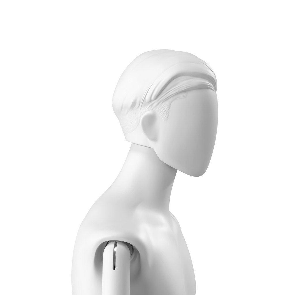 BINK - Abstract men's head with stylised hair, white colour