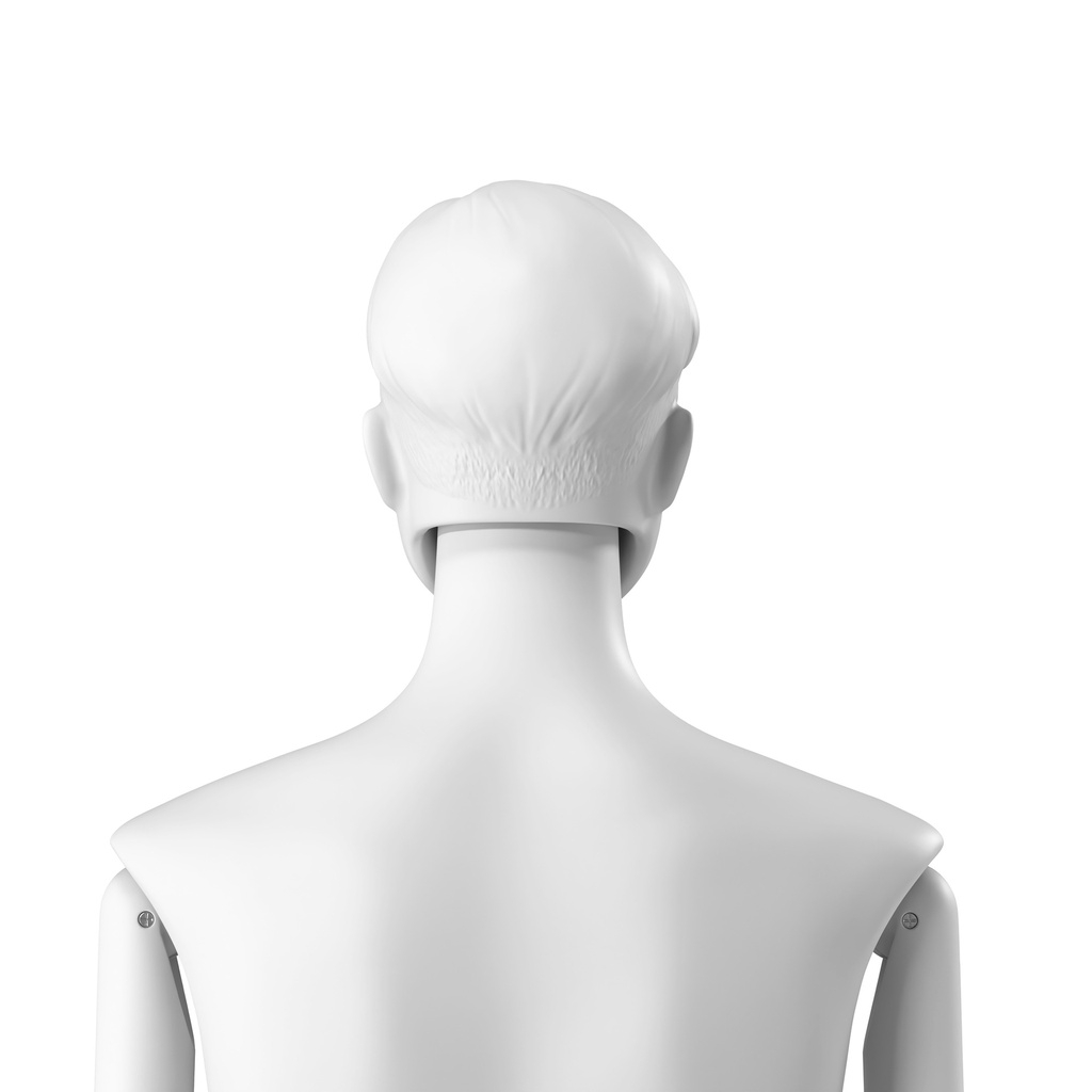 BINK - Abstract men's head with stylised hair, white colour
