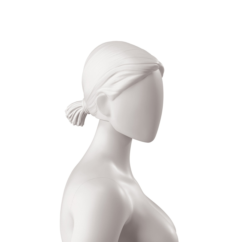 BINK - Abstract woman's head with stylised hair, low ponytail, light grey colour (sz44)