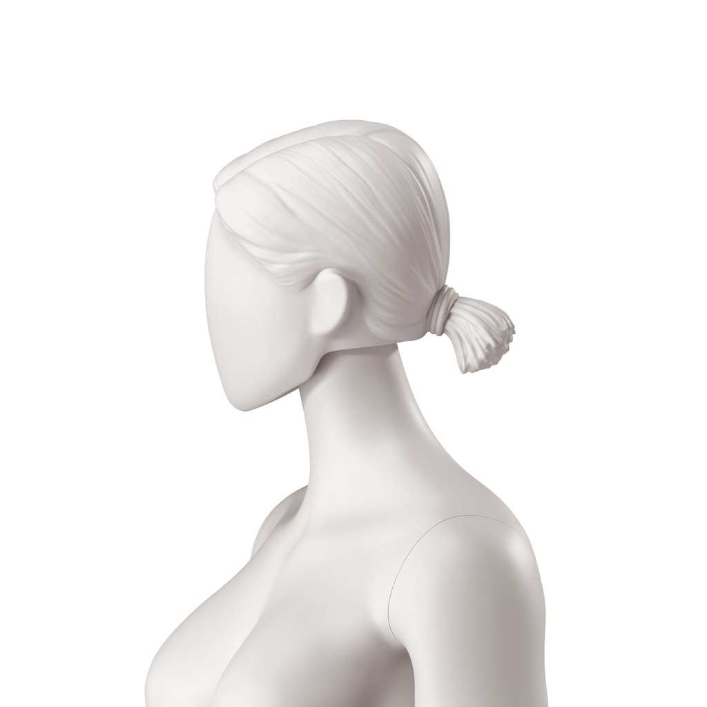 BINK - Abstract woman's head with stylised hair, low ponytail, light grey colour (sz44)