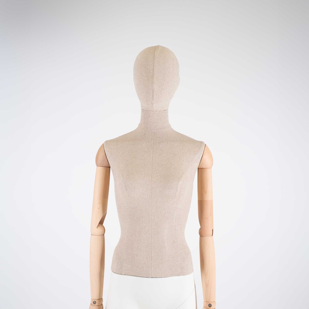 BINK - For rent, vintage mannequin, female, wooden arms, covered with fabric, standing pose 01