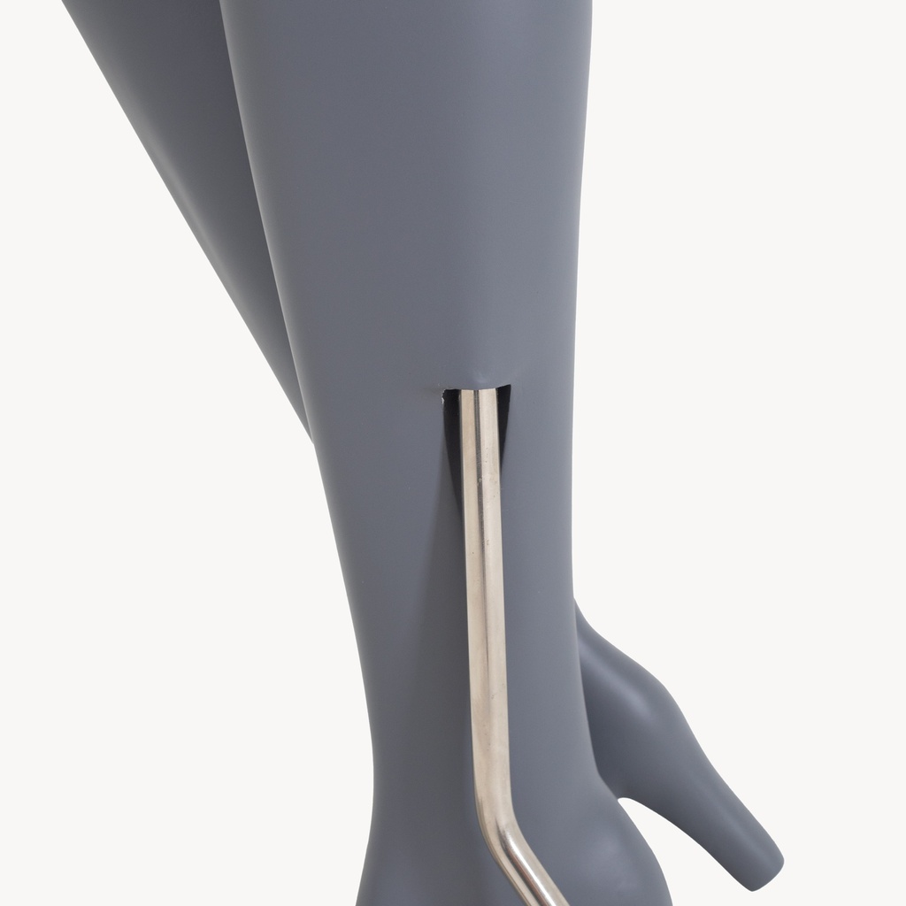 BINK - Female mannequin, covered in fabric, gray, with wooden hands, metal base