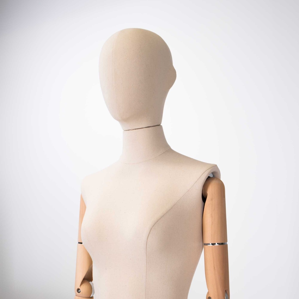 BINK - Female dressform cut at half thigh, EU36, ecru, wooden arms