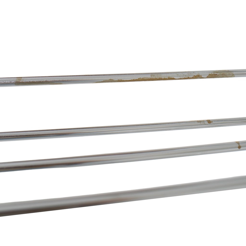 BINK - Shoe display rack, chrome, 112x150cm, wheels 5 cm