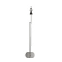 Minimalist display frame with arms and leg for women's clothing, size EU36, including stand, brushed stainless steel.