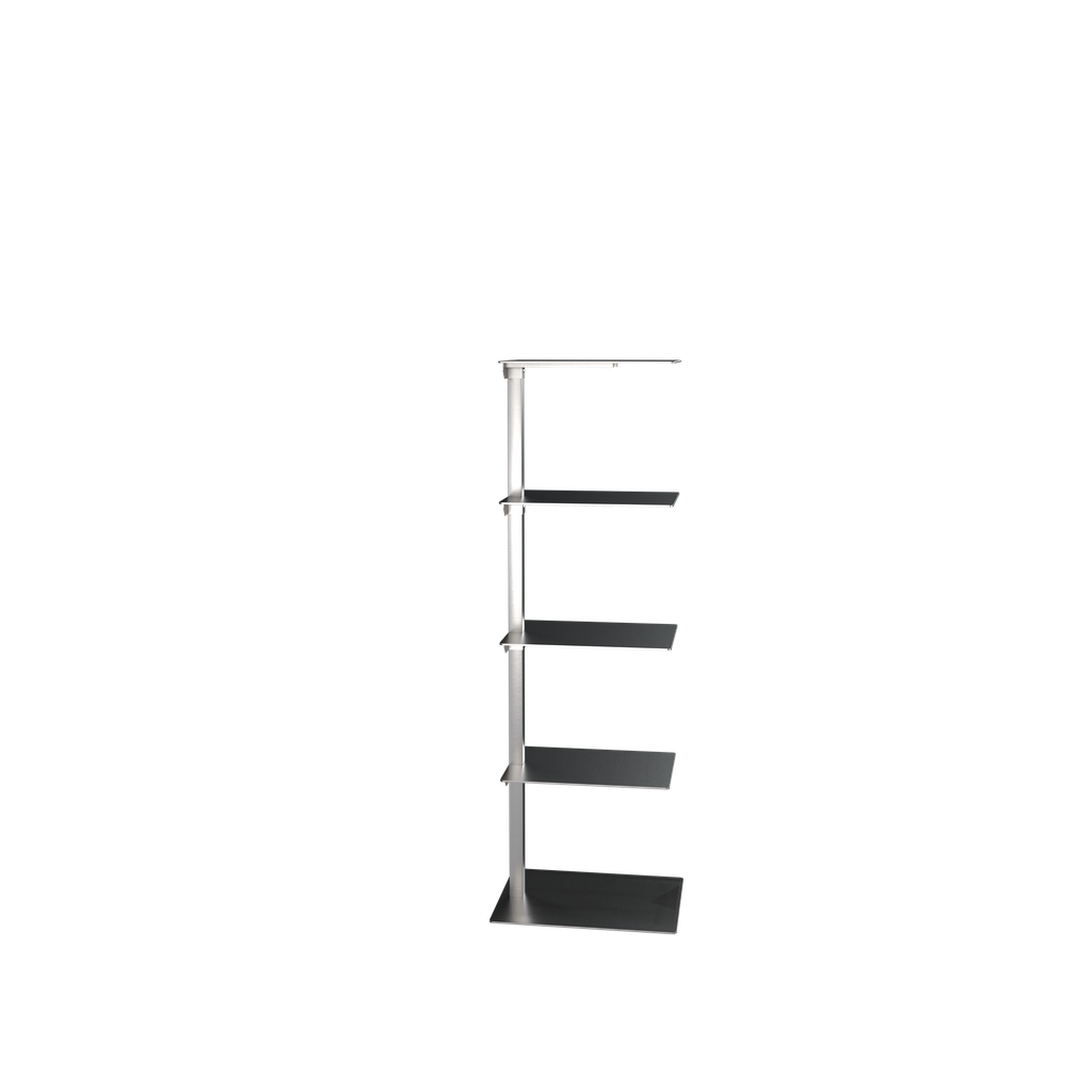 BINK - 5-tier shoe display stand, 118 cm H, brushed stainless steel
