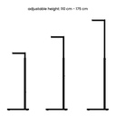 Adjustable L display, 110-175cm H, white structured powder coating