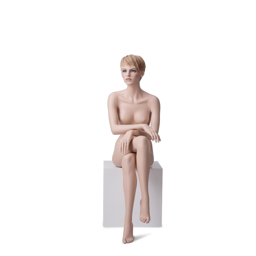 Sitting female mannequin sculpted hair