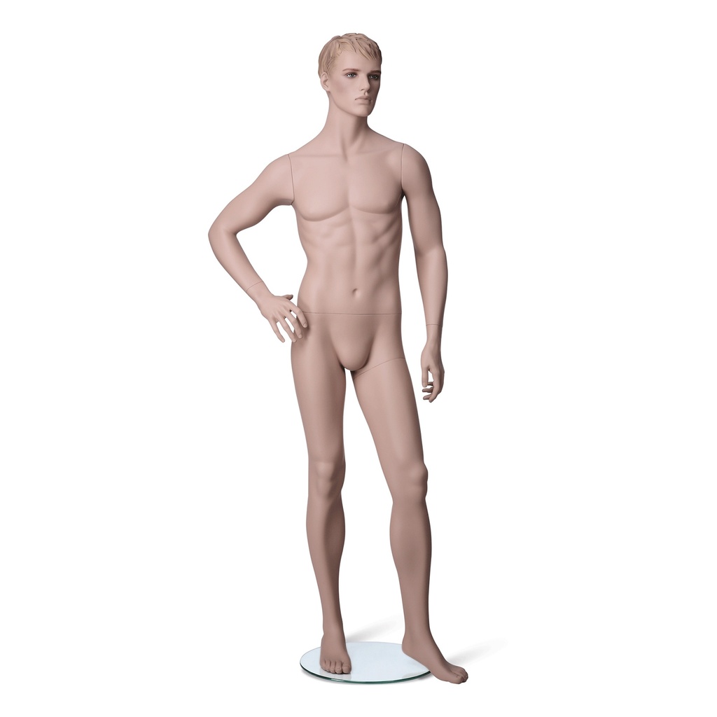 Male window mannequin, sculpted hair