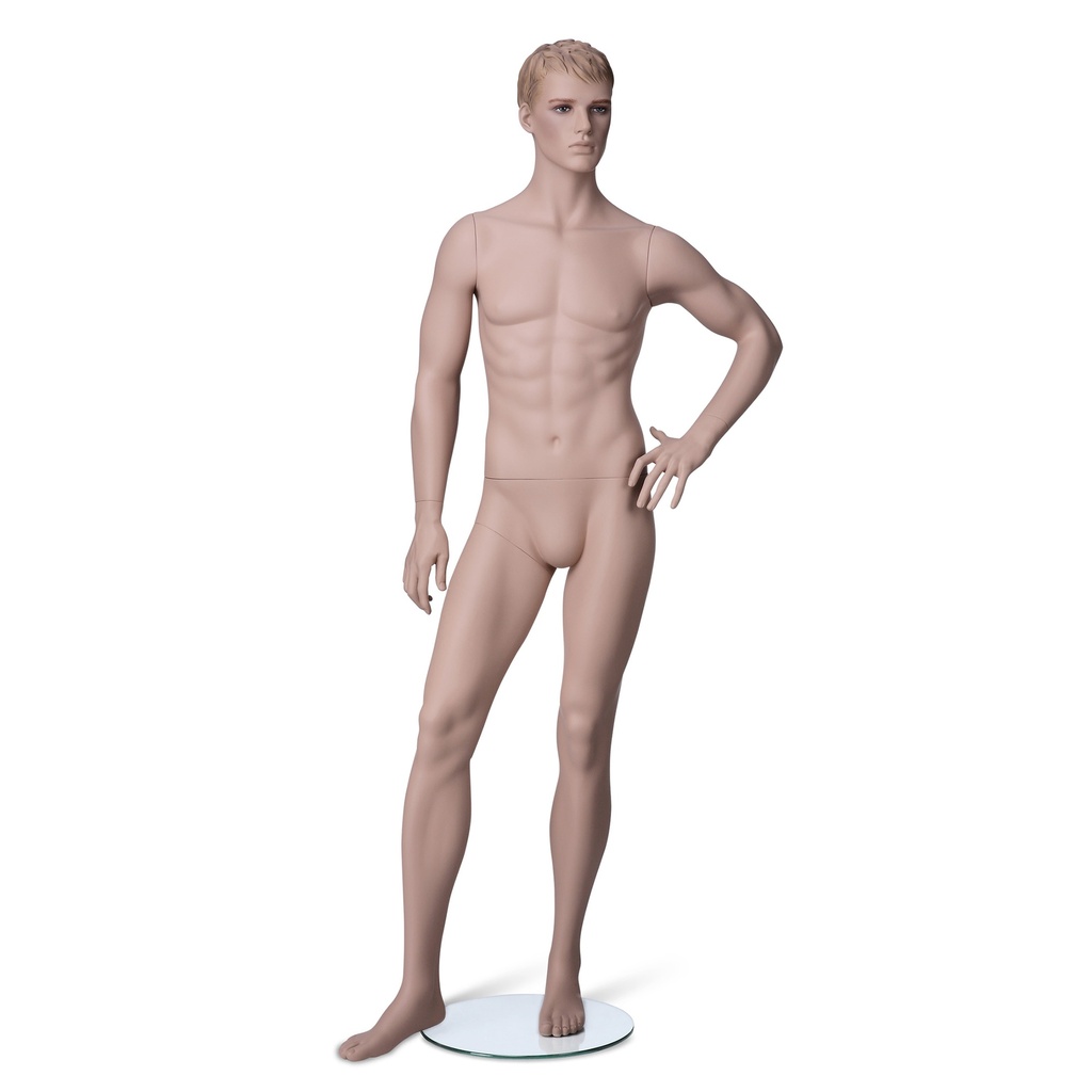 Male window mannequin, sculpted hair