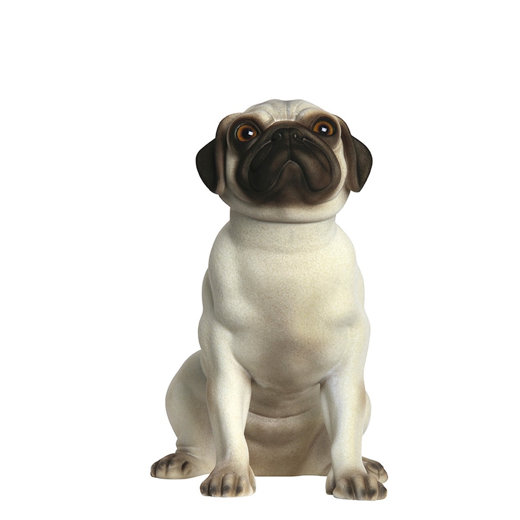 BINK - Dog mannequin display, with glass eyes, ivory/brown, seated pose