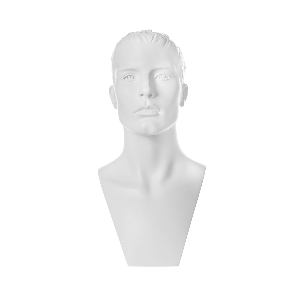 BINK - Cabeza masculina con cabello esculpido, milkwhite mate