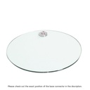 Round tempered glass base, dia 42 cm, M12 connector in chromed steel