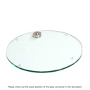 Round tempered glass base, dia 42 cm, M12 connector in nickel steel (4 cm)