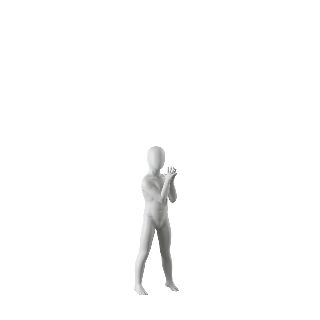 BINK - Abstract grey child mannequin, with abstract head, 4 years, glass base, pose C201