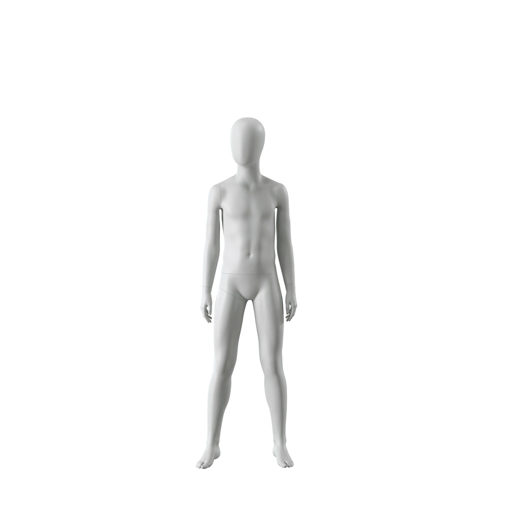 BINK - Abstract grey child mannequin, with abstract head, 12 years, glass base, pose C209
