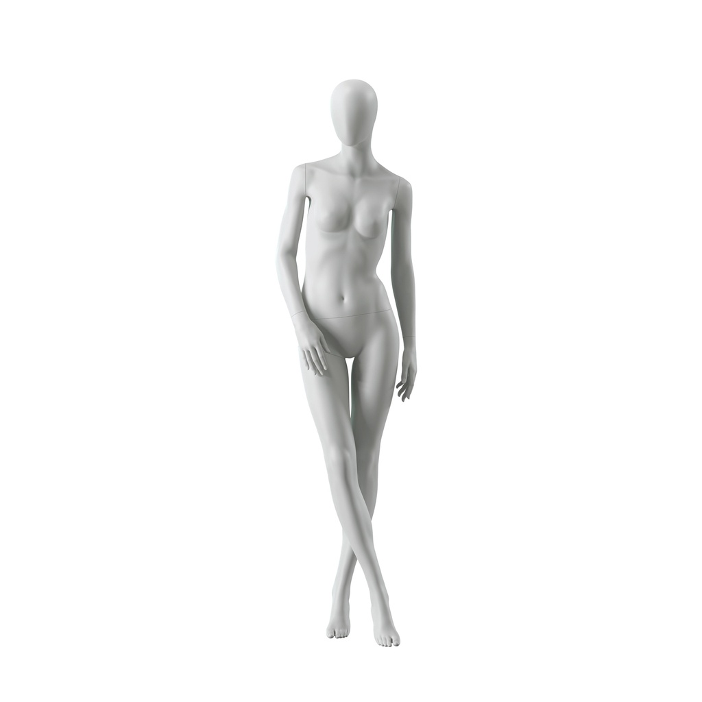 BINK - Abstract grey female mannequin, with abstract head, glass base, pose F001
