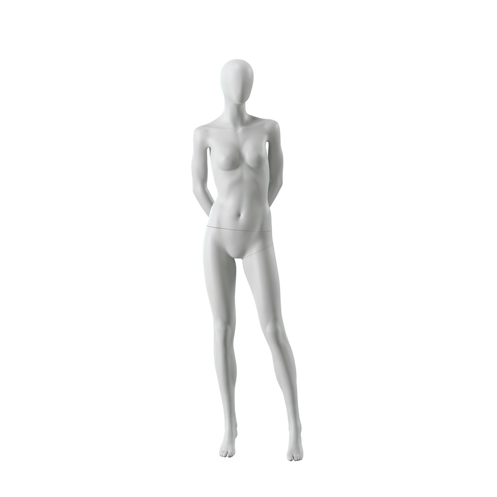 BINK - Abstract grey female mannequin, with abstract head, glass base, pose F002