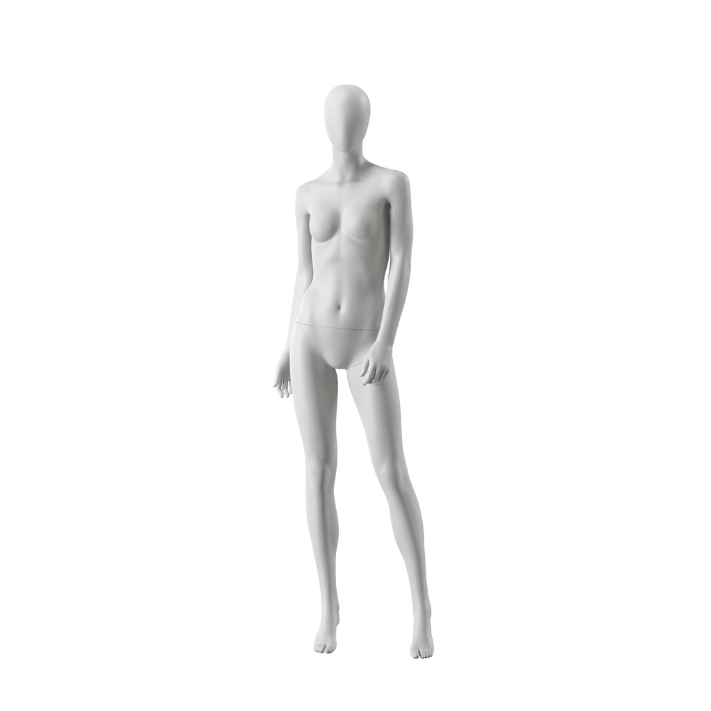 BINK - Abstract grey female mannequin, with abstract head, glass base, pose F003