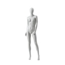 Abstract grey female mannequin, with abstract head, glass base, pose F003