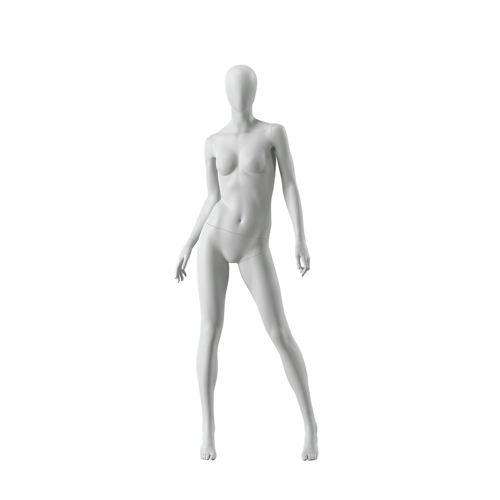 BINK - Abstract grey female mannequin, with abstract head, glass base, pose F008