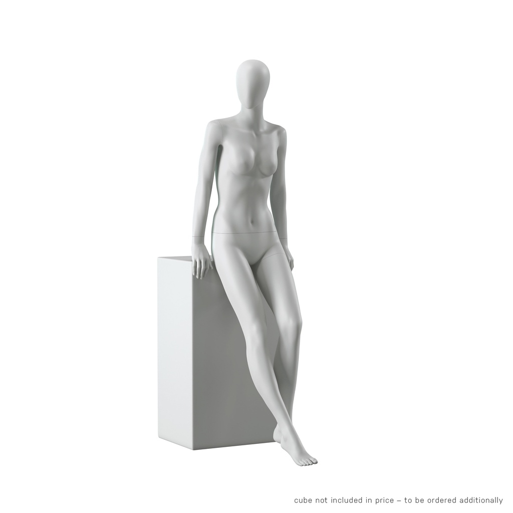 BINK - Abstract grey female mannequin, with abstract head, glass base, pose F011